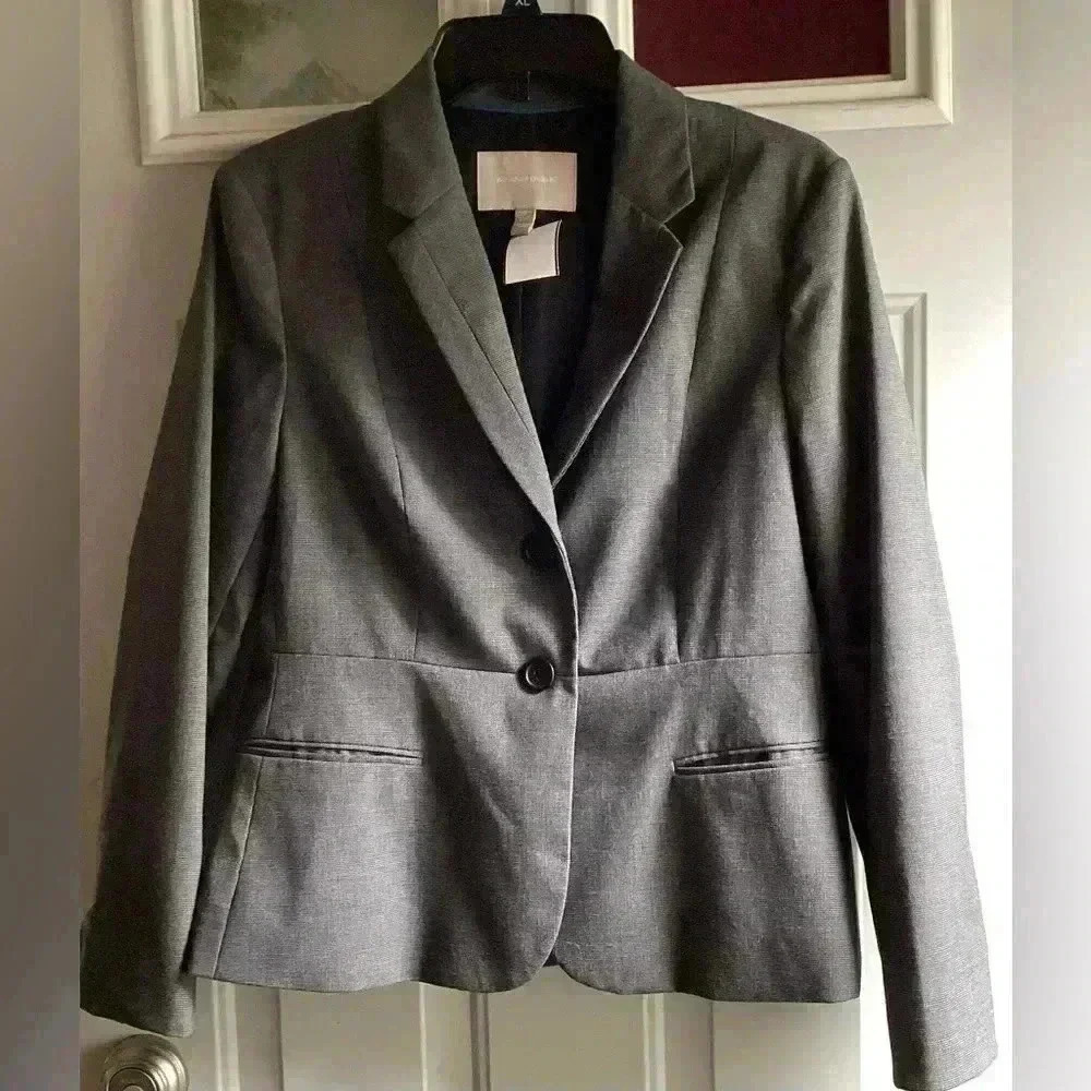 Banana Republic Women's gray Viscose/Spandex Blend Lined Blazer Jacket Size 10P